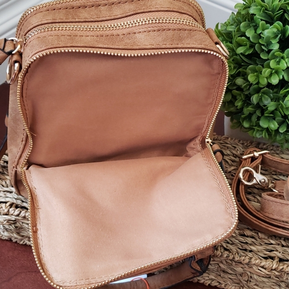 Cognac Mini Satchel Crossbody Shoulder Purse Fall - Picture 4 of 10